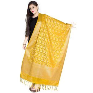 4986 Banarasi Dupatta For Women,shawl Scarf Wrap Chunni, Yellow Gold